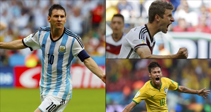 Neymar, Arjen Robben, Juan Cuadrado, Bästa spelare, Guillermo Ochoa, Lionel Messi, Fotbolls-VM, Thomas Müller